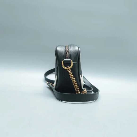 100% Authentic GUCCI Black&White Leather Shoulder Bag 796-102824 - Picture 3 of 12